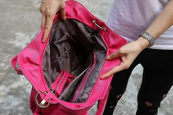 Foto 7 | Bolso De Mano Huoguo Luxury Tote Leather Hobo Bandolera Rosa - Venta Internacional.