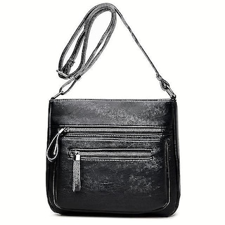 Foto 1 | Bolso De Mano Huoguo 23 Cm De Cuero Negro De Diseño De Lujo Para Mujer - Venta Internacional.