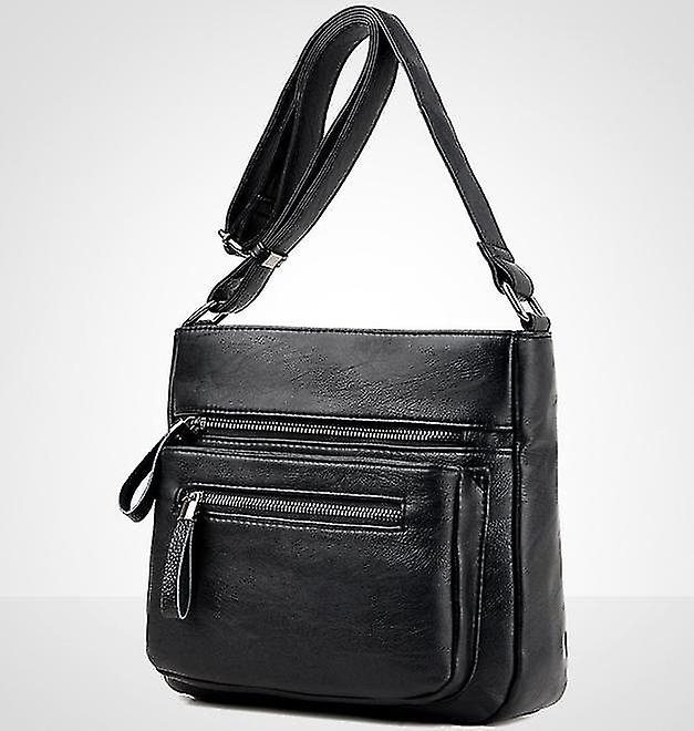 Foto 2 | Bolso De Mano Huoguo 23 Cm De Cuero Negro De Diseño De Lujo Para Mujer - Venta Internacional.