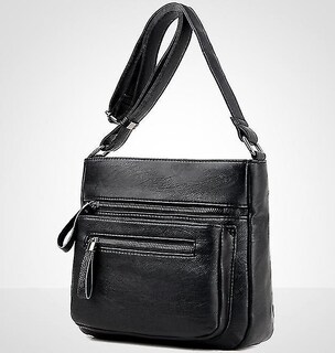 Foto 2 | Bolso De Mano Huoguo 23 Cm De Cuero Negro De Diseño De Lujo Para Mujer - Venta Internacional.
