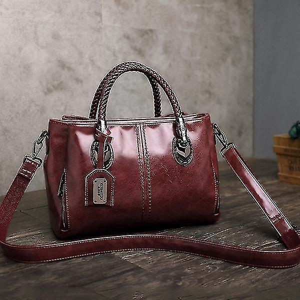 Foto 1 | Bolso Huoguo Asa Tejida En Contraste  Color Cuero Rojo - Venta Internacional.