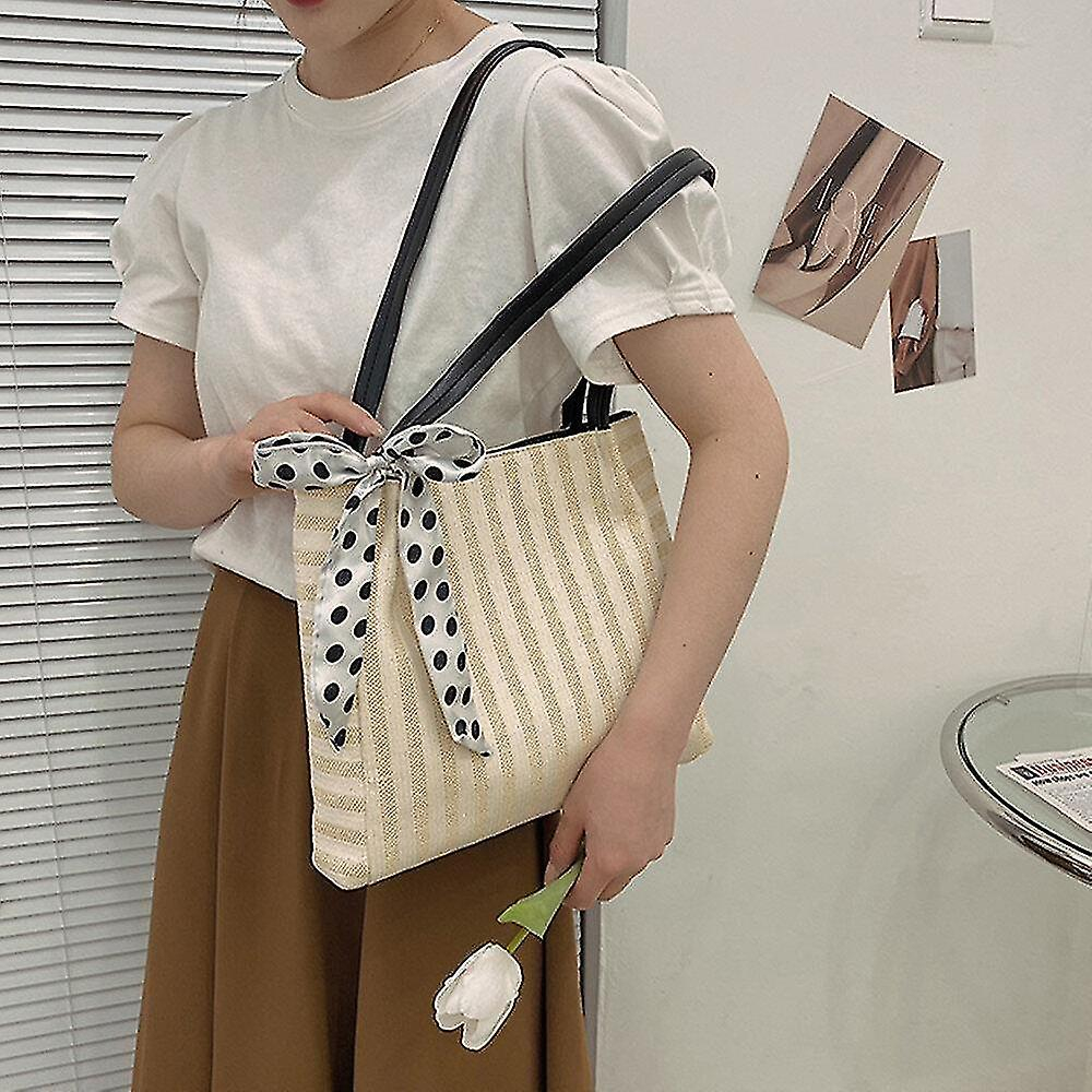 Foto 3 pulgar | Bolso De Mano Huoguo  Bufanda De Seda Tejida  Paja  Gran Capacidad Para Mujer - Venta Internacional.