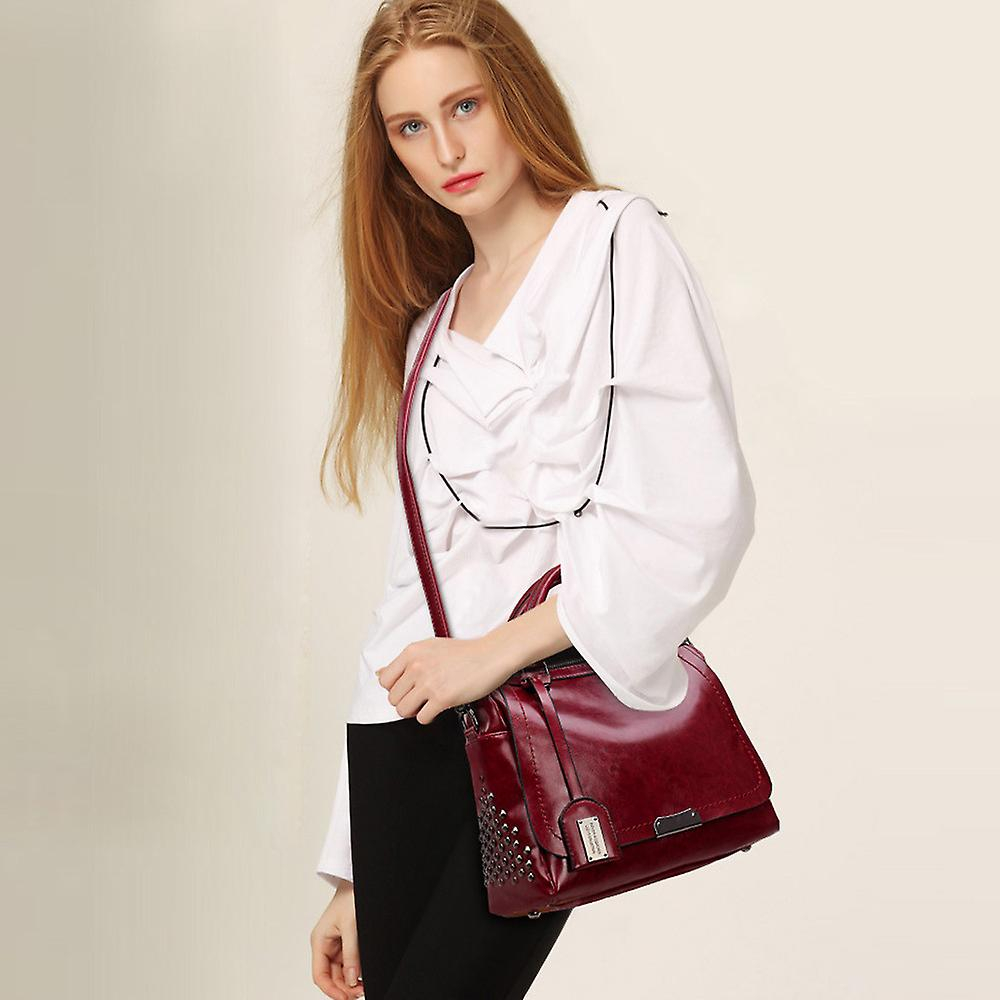 Foto 1 | Bandolera Huoguo Con Tapa De Remache Macizo  Color Vino  Para Mujer - Venta Internacional.