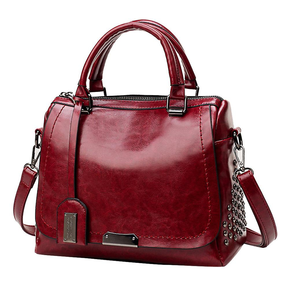 Foto 2 | Bandolera Huoguo Con Tapa De Remache Macizo  Color Vino  Para Mujer - Venta Internacional.