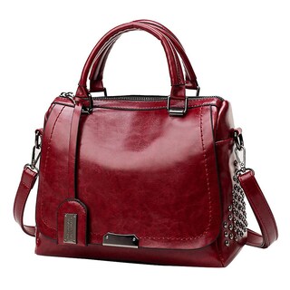 Foto 2 | Bandolera Huoguo Con Tapa De Remache Macizo Color Vino Para Mujer - Venta Internacional.