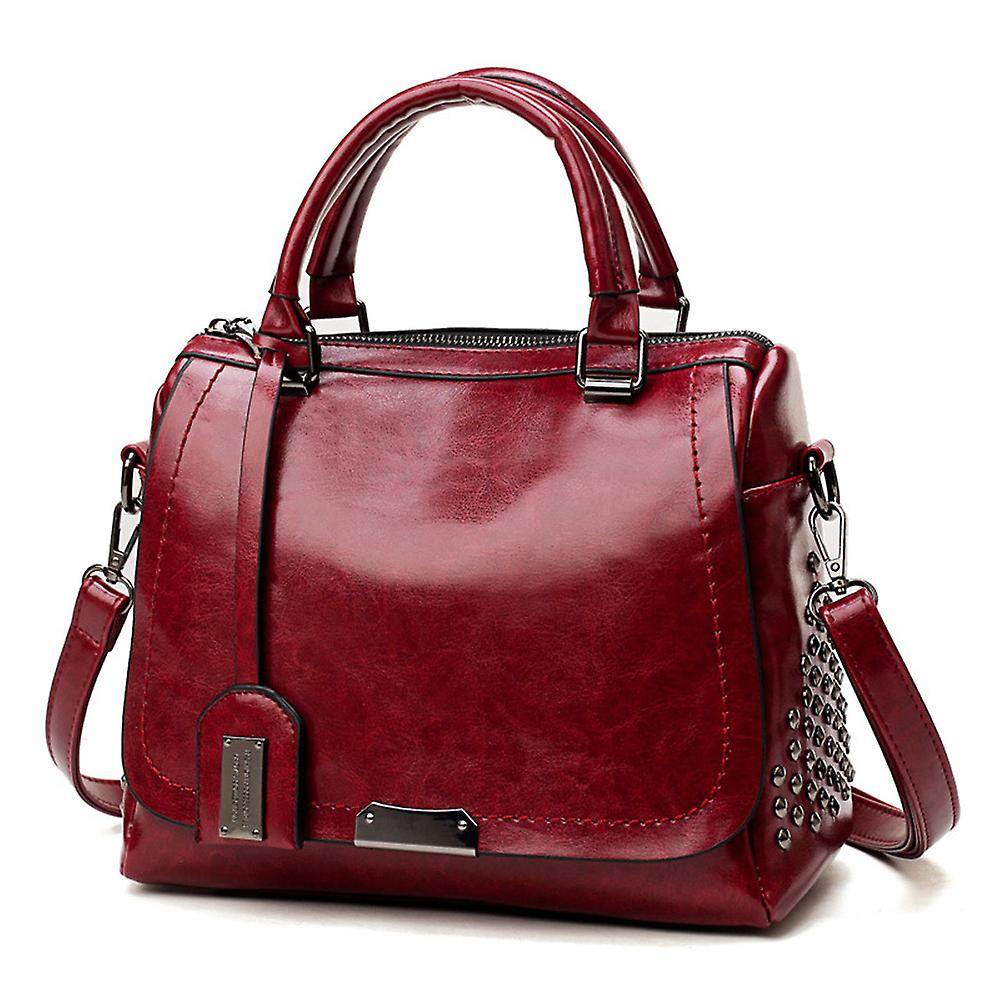 Foto 3 | Bandolera Huoguo Con Tapa De Remache Macizo  Color Vino  Para Mujer - Venta Internacional.