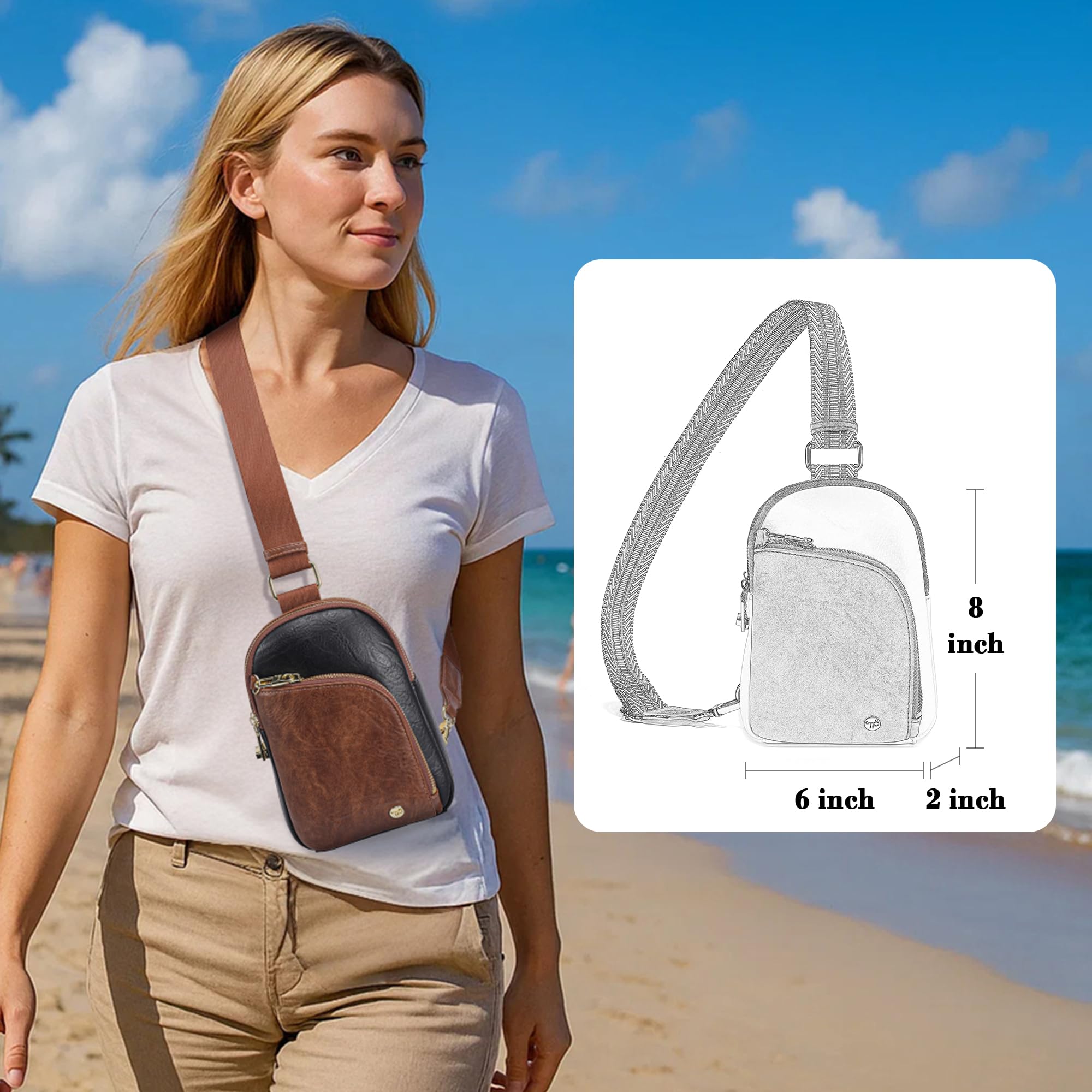 Foto 3 | Bolso Bandolera Inicat De Piel Con Bloqueo Rfid  1 9 L - Venta Internacional.