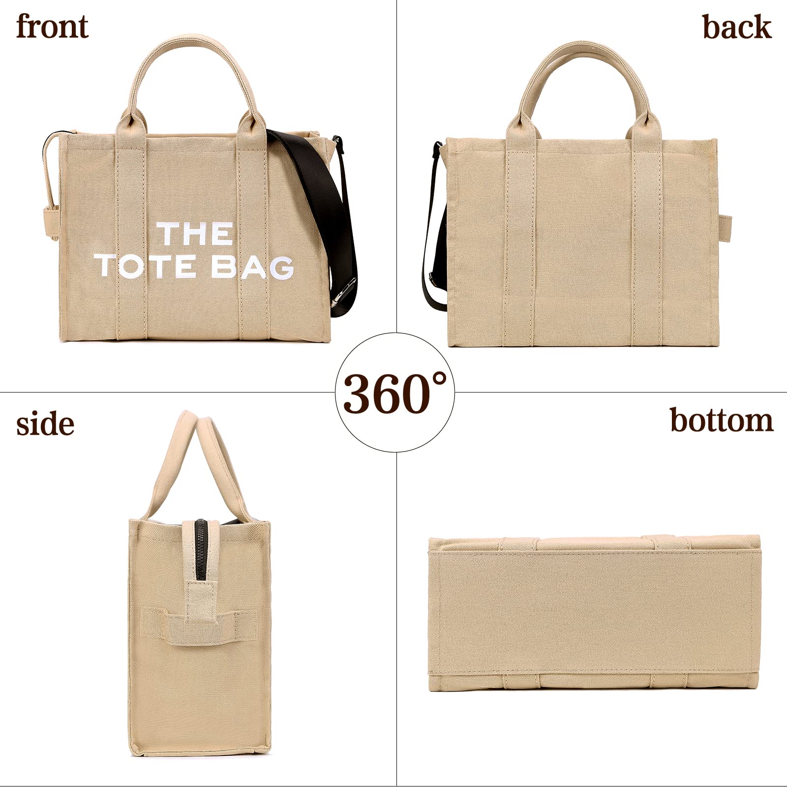 Foto 2 | Bolso De Lona Jqwsve Para Mujer Con Cremallera - Venta Internacional.