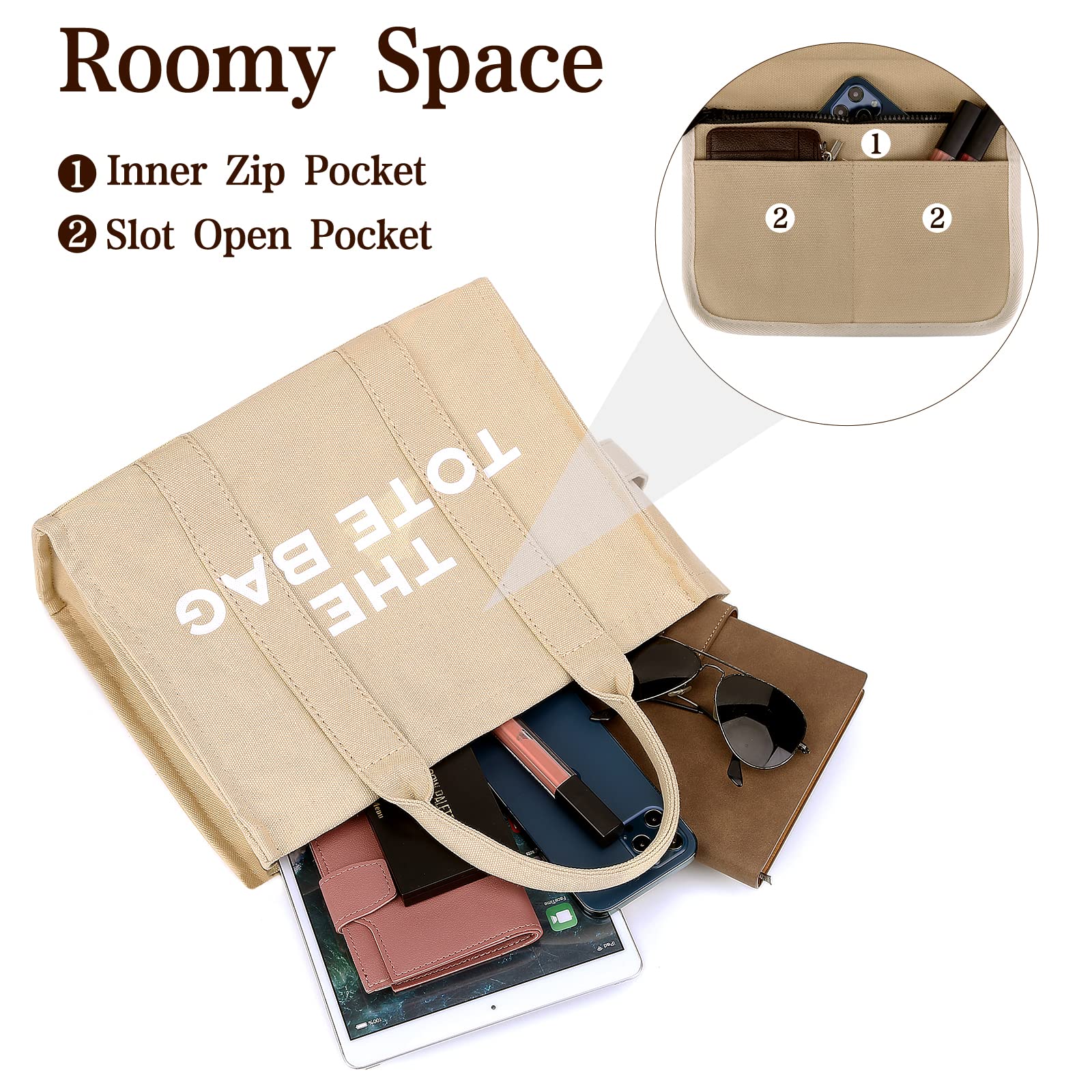 Foto 5 pulgar | Bolso De Lona Jqwsve Para Mujer Con Cremallera - Venta Internacional.