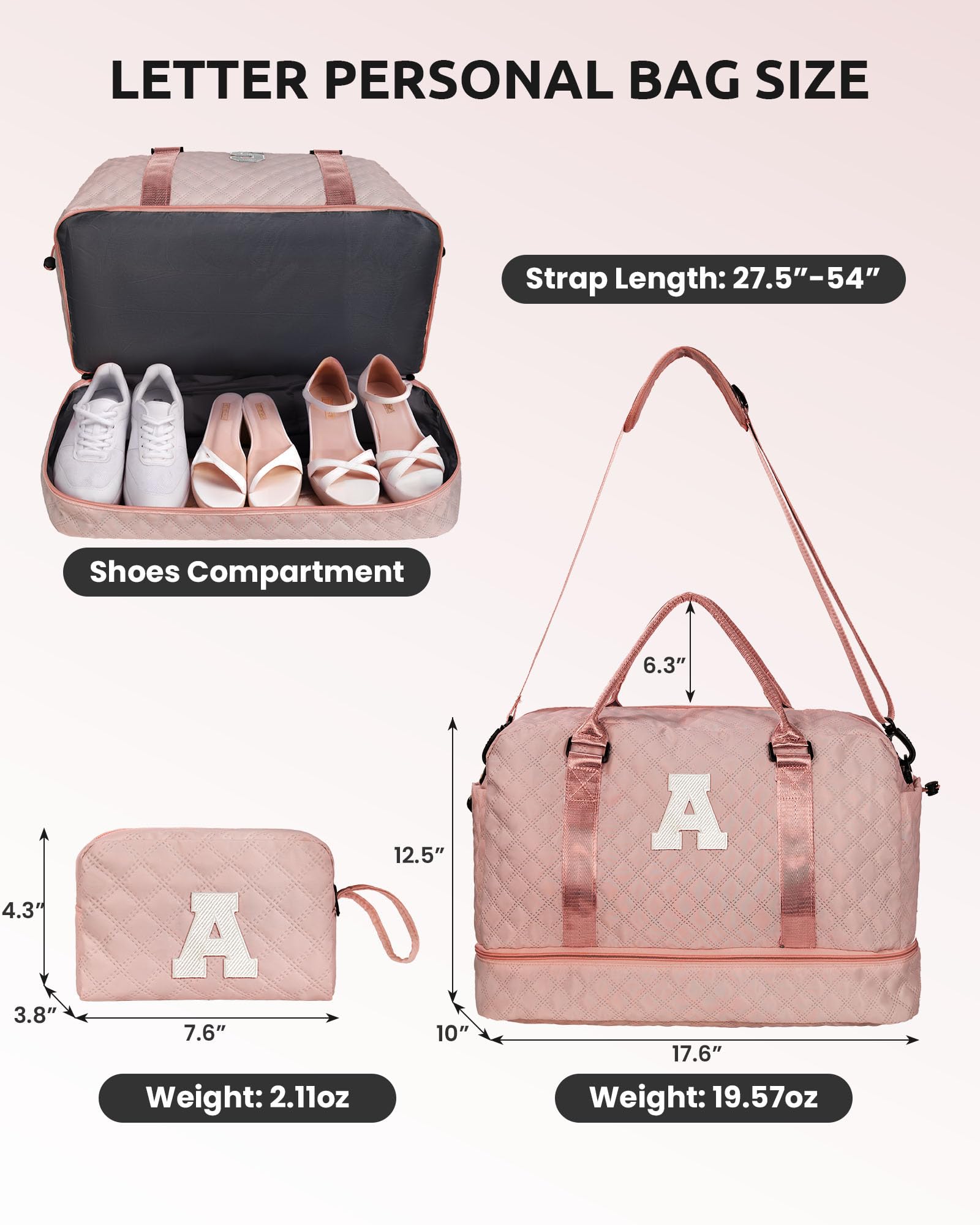 Foto 2 | Bolsa De Fin De Semana Vogewood Gifts Para Nieta Initial Pink - Venta Internacional.