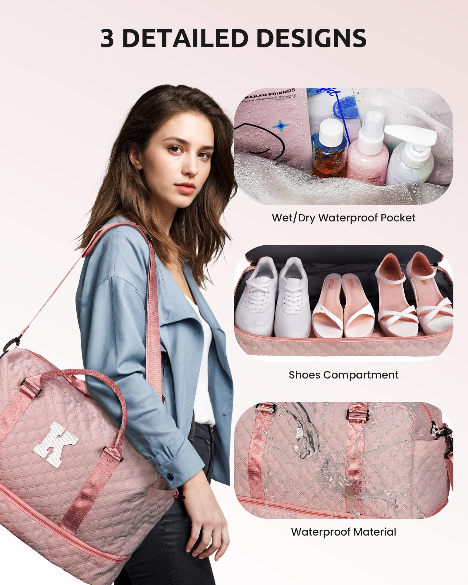 Foto 6 | Bolsa De Fin De Semana Vogewood Gifts Para Nieta Initial Pink - Venta Internacional.