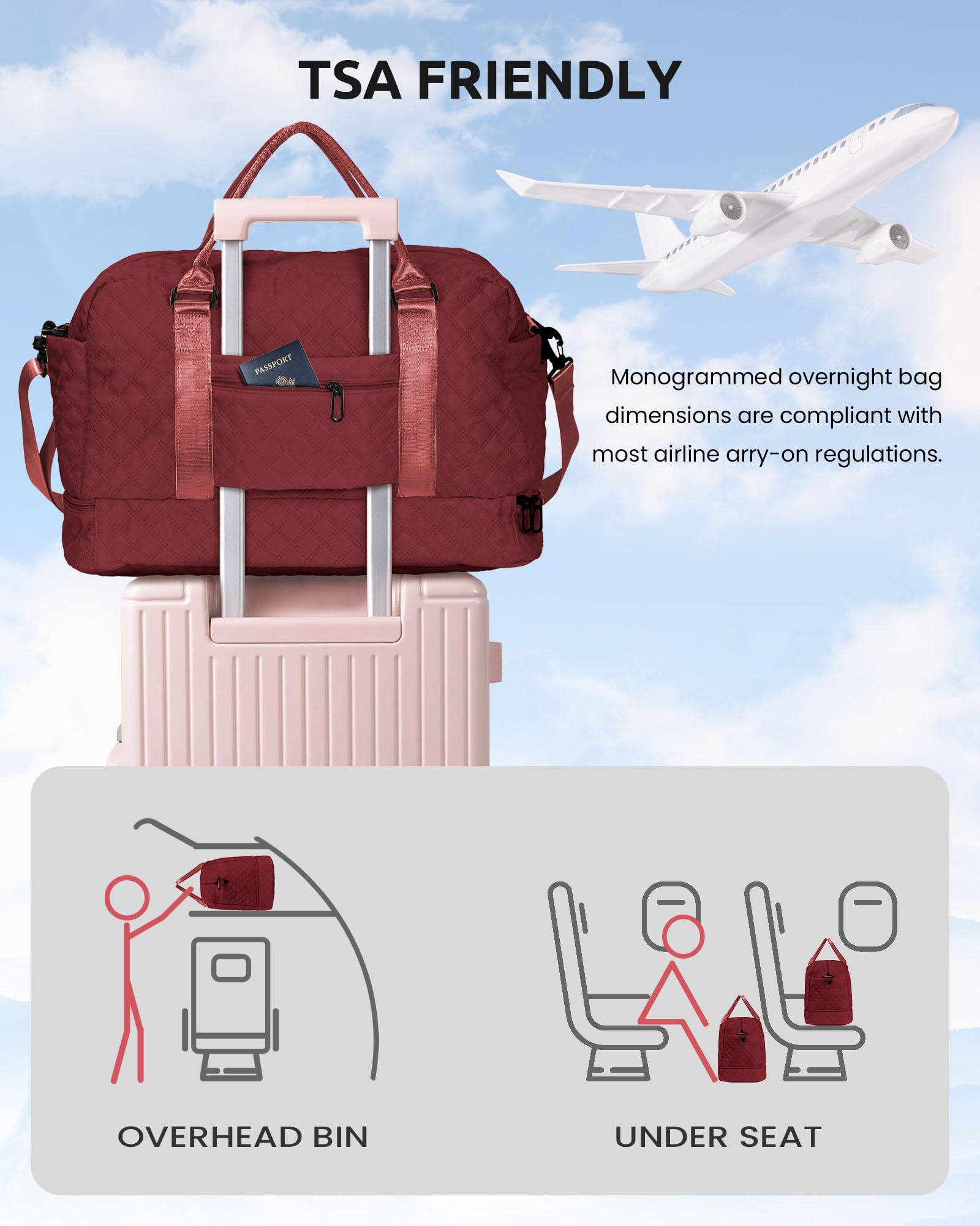 Foto 6 pulgar | Weekender Bag Vogewood Gifts For Her Bolsa De Viaje Con Monograma - Venta Internacional.