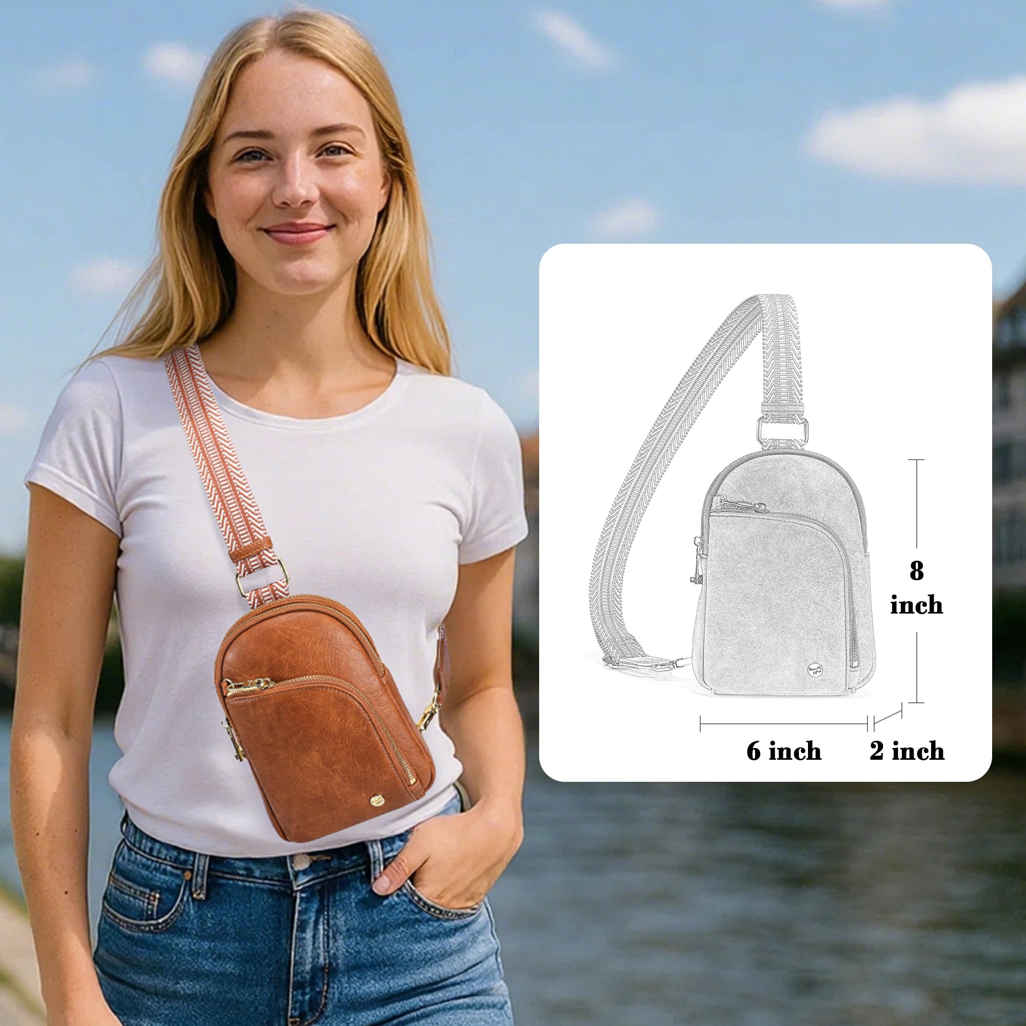 Foto 3 | Bandolera Inicat De Piel Con Bloqueo Rfid  1 9 L  Color Marrón - Venta Internacional.