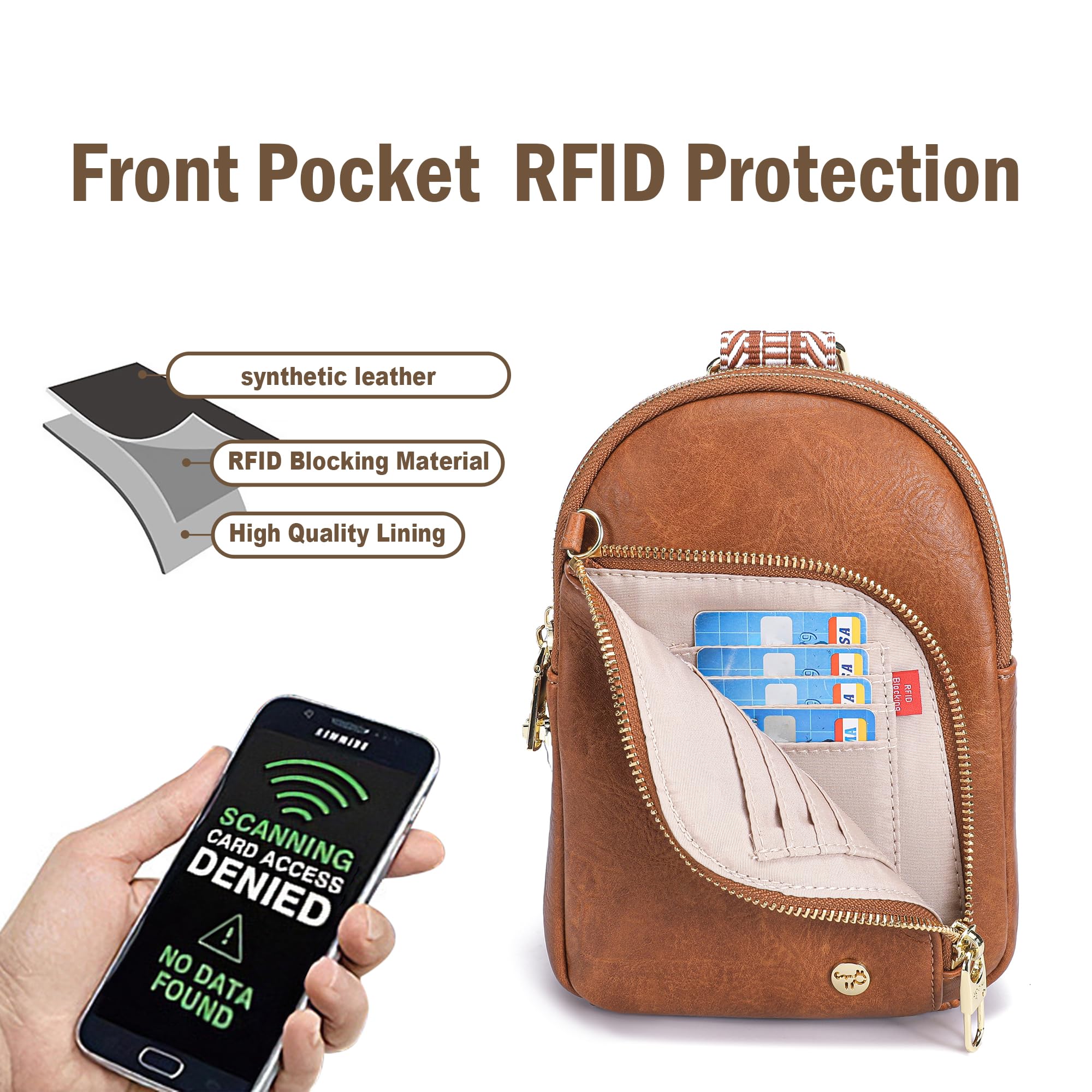 Foto 4 | Bandolera Inicat De Piel Con Bloqueo Rfid  1 9 L  Color Marrón - Venta Internacional.