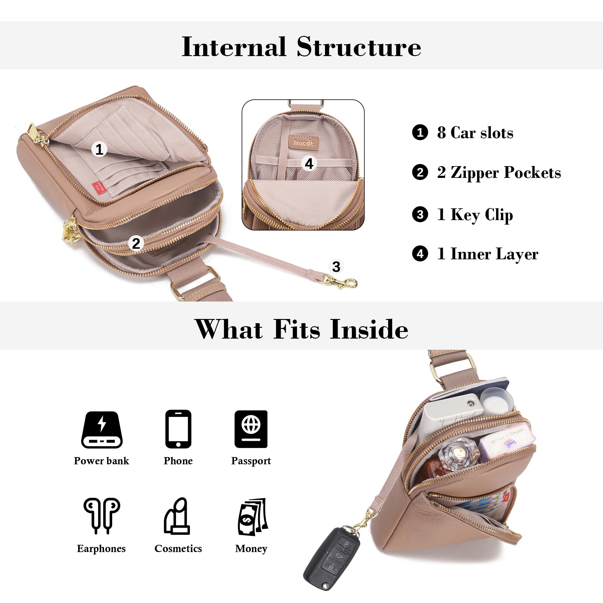 Foto 5 pulgar | Bandolera Inicat con Bloqueo Rfid Caqui - Venta Internacional