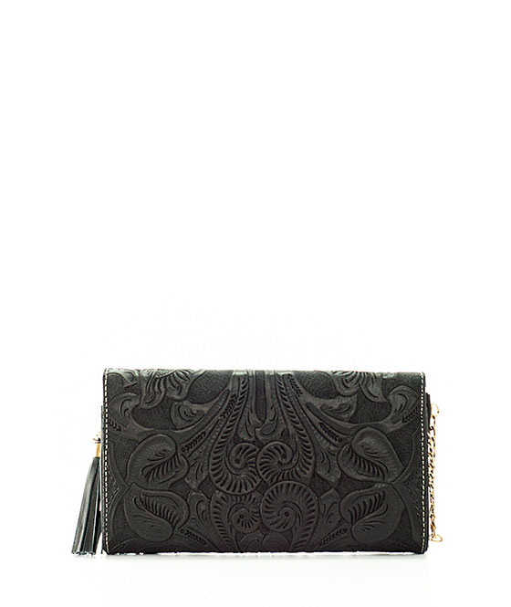 Foto 2 | Bolso Clutch A Ángelozano Modelo Valentina Piel Grabada Tipo Cincelado Color Negro