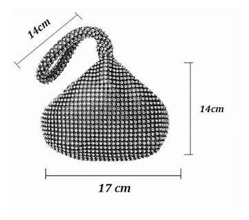 Foto 2 | Bolsa de Mano con Cristales Funbu Negro