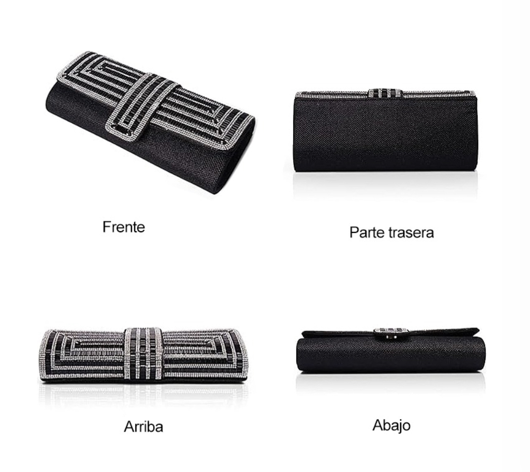 Foto 3 pulgar | Bolso de Mano Brillante Negro con Diamantes
