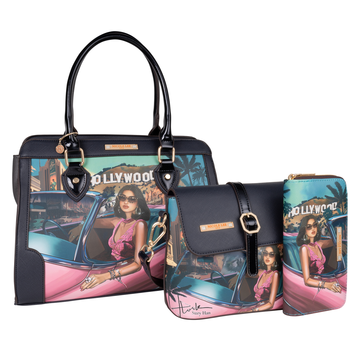 Set De 3 Pzas Bolsas Y Cartera Nicole Lee  Hollywood Dr