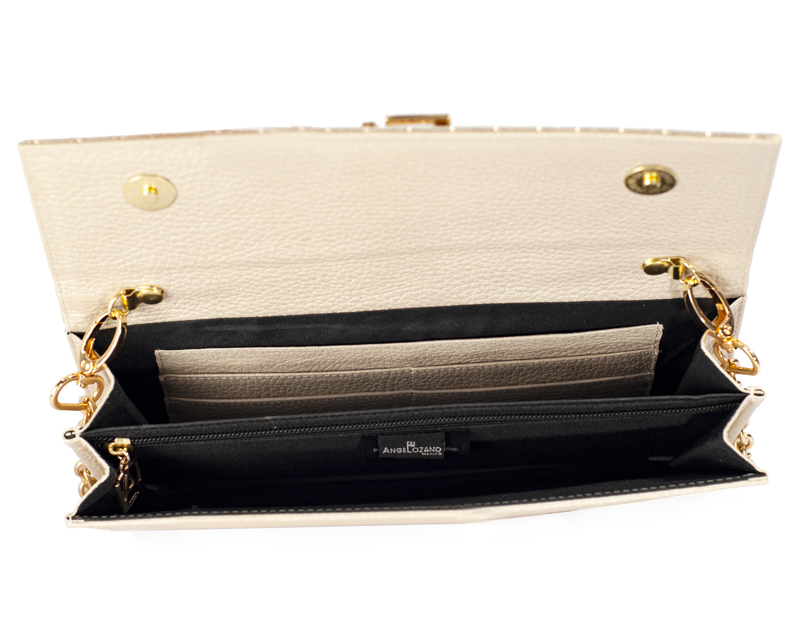 Foto 7 pulgar | Bolso Clutch A Ángelozano De Piel Vacuna Y Vegana, Color Negro, Modelo Sara