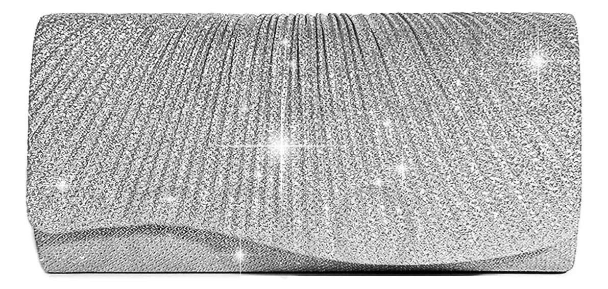 Foto 2 pulgar | Bolso De Noche Xtellar Plata Brillante
