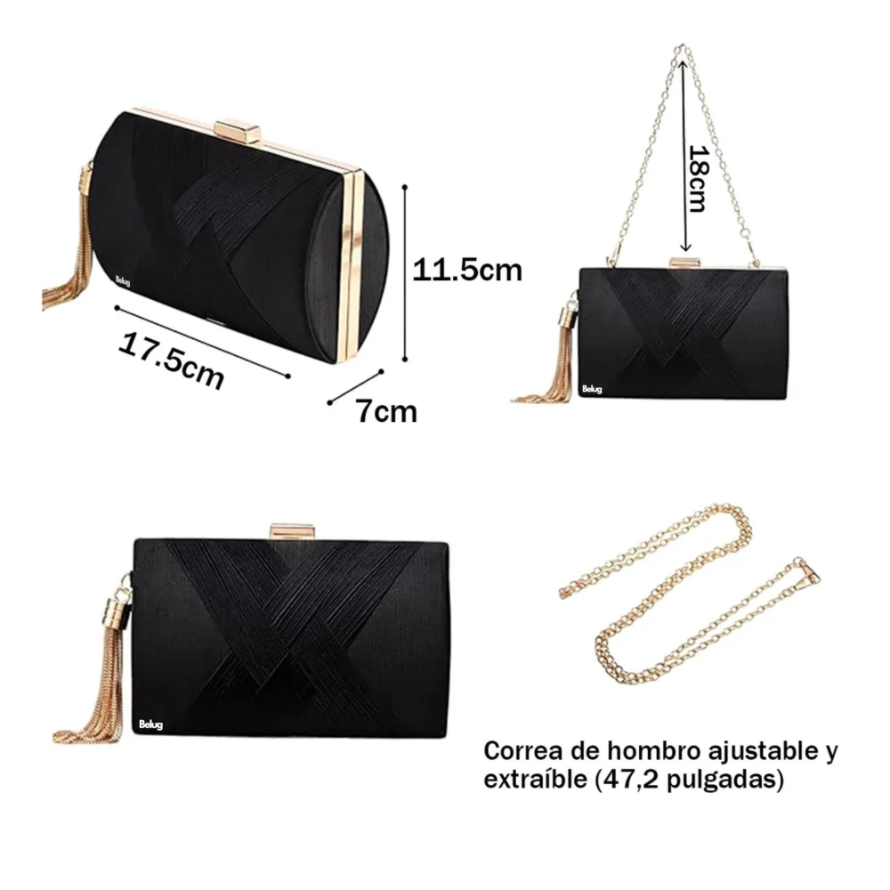 Foto 5 pulgar | Bolso De Noche Embrague Para Mujer Belug,  Negro