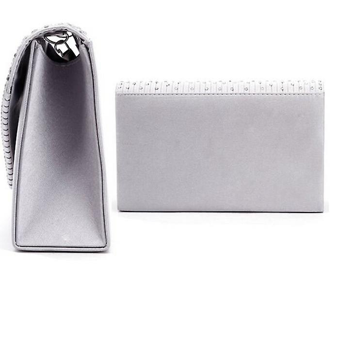Foto 3 pulgar | Bolso De Mano Huoguo Satin Diamante Para Mujer Beige 21x13x5 Cm - Venta Internacional.
