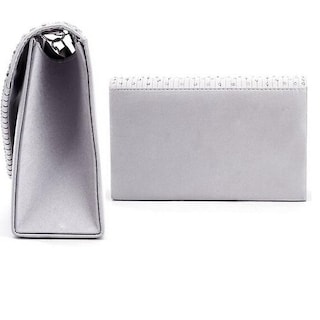 Foto 2 | Bolso De Mano Huoguo Satin Diamante Para Mujer Beige 21x13x5 Cm - Venta Internacional.