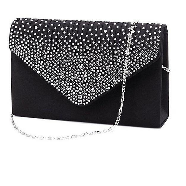 Foto 2 pulgar | Bolso De Mano Huoguo Satin Diamante Para Mujer Negro - Venta Internacional.