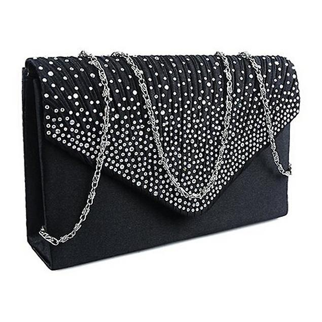 Foto 3 pulgar | Bolso De Mano Huoguo Satin Diamante Para Mujer Negro - Venta Internacional.