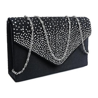 Foto 2 | Bolso De Mano Huoguo Satin Diamante Para Mujer Negro - Venta Internacional.