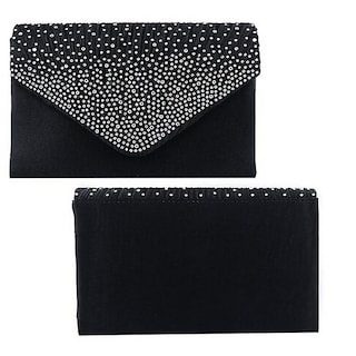 Foto 4 | Bolso De Mano Huoguo Satin Diamante Para Mujer Negro - Venta Internacional.