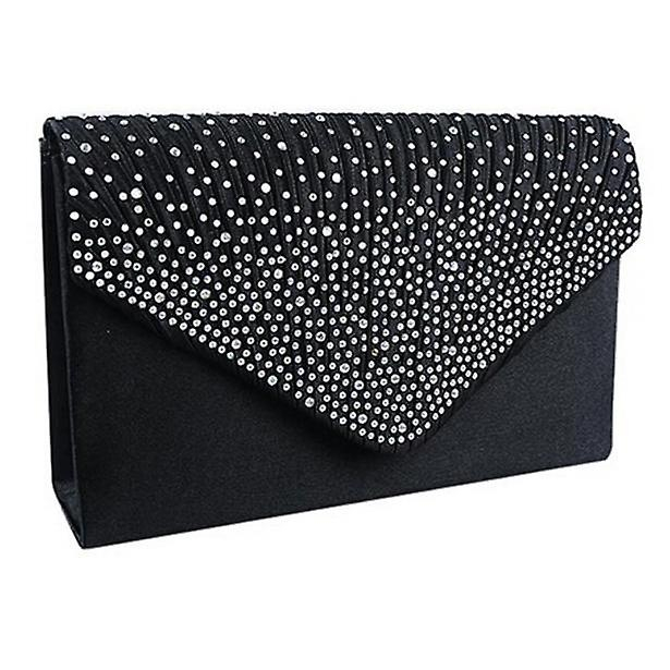 Foto 6 pulgar | Bolso De Mano Huoguo Satin Diamante Para Mujer Negro - Venta Internacional.