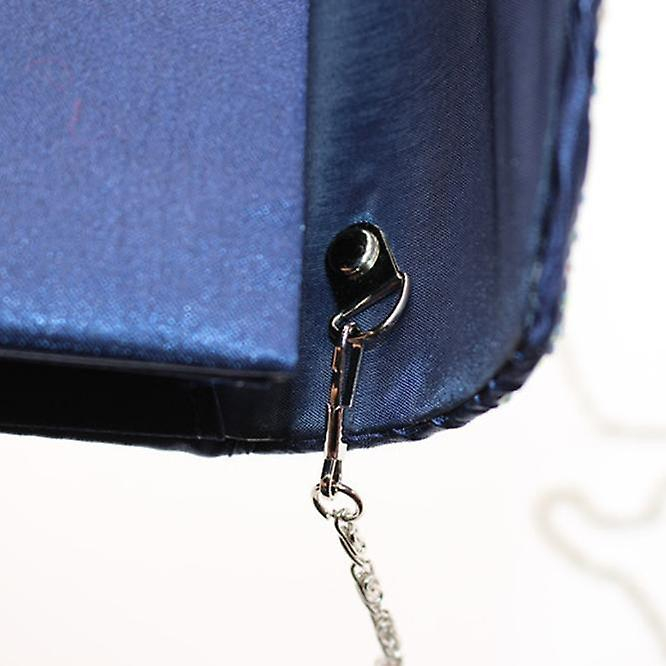 Foto 3 pulgar | Bolso De Mano Huoguo Satin Diamante Para Mujer Azul Marino 21x13x5 Cm - Venta Internacional.