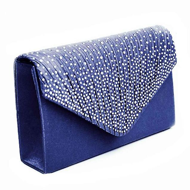 Foto 5 pulgar | Bolso De Mano Huoguo Satin Diamante Para Mujer Azul Marino 21x13x5 Cm - Venta Internacional.