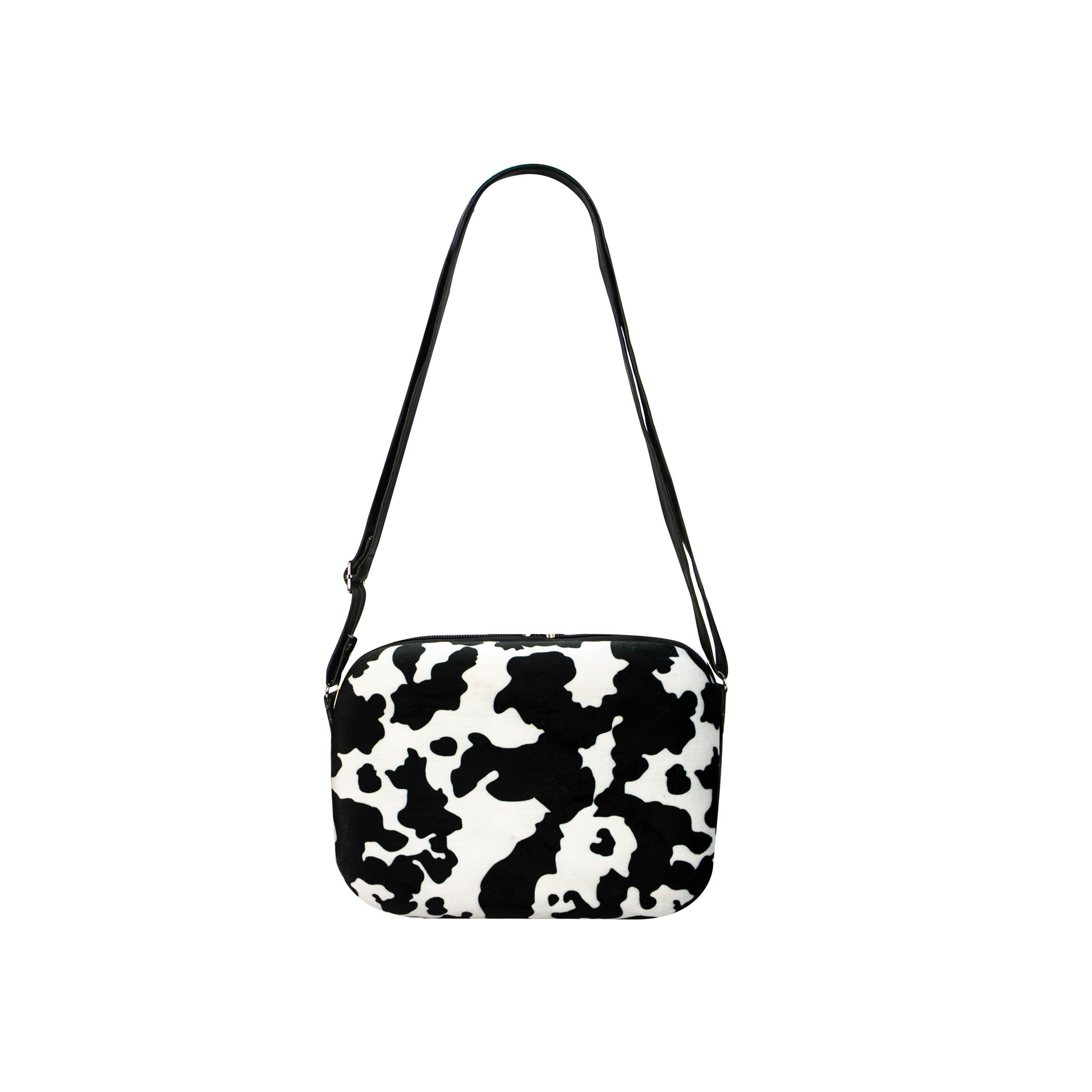 Bolsa para Dama Nueva Imagen Negro Diseño Vaca Sintético y Textil Wanda