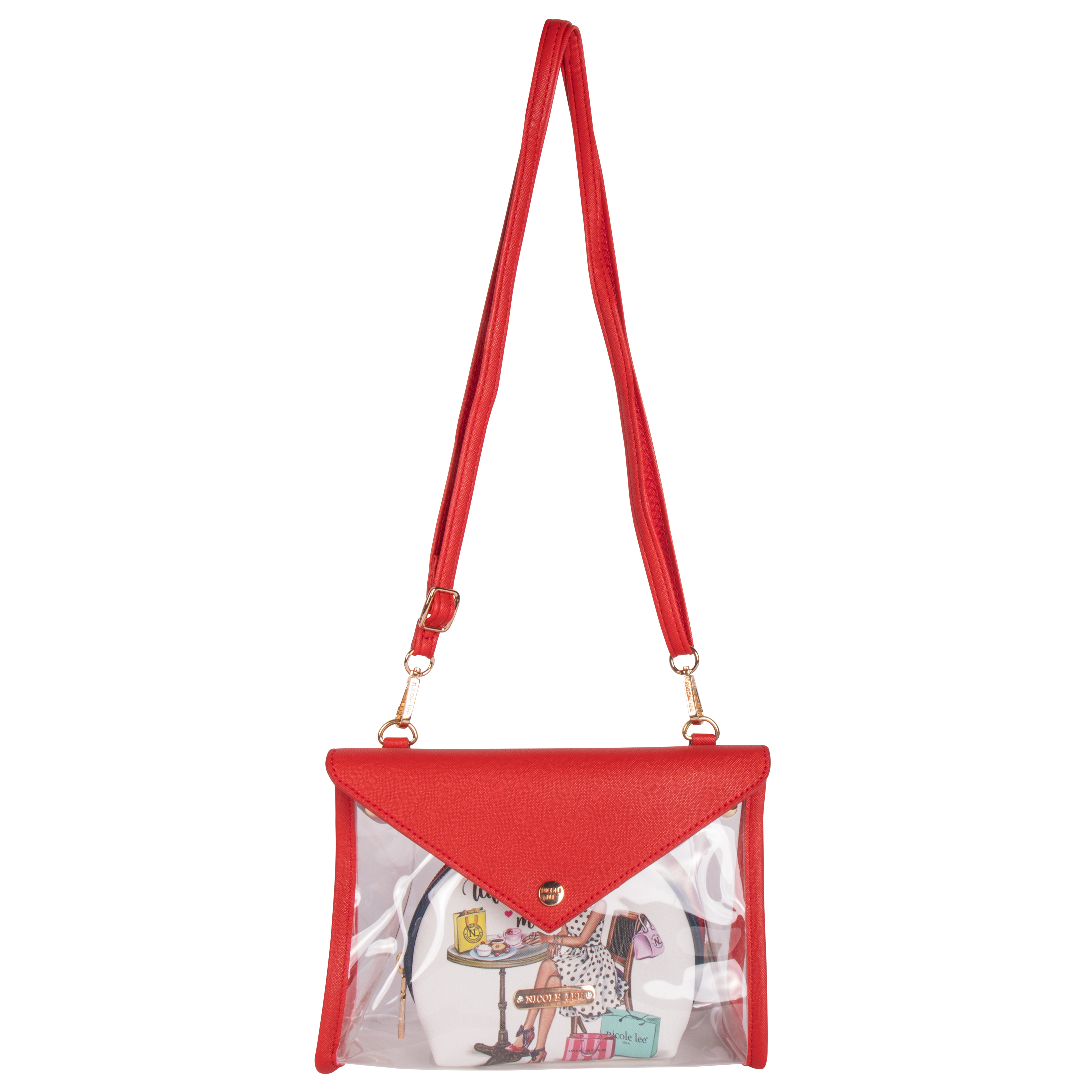Bolsa Cruzada Nicole Lee y Cosmetiquera Tea Time Me Time Multicolor