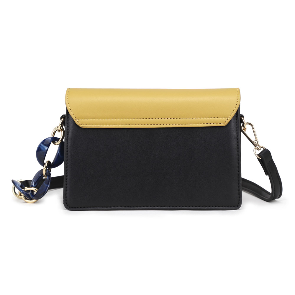 Foto 3 pulgar | Bolsa Crossbody Dama Lisa Hpc Polo color Negro con Solapa Camel