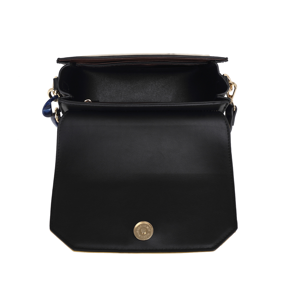 Foto 3 | Bolsa Crossbody Dama Lisa Hpc Polo color Negro con Solapa Camel