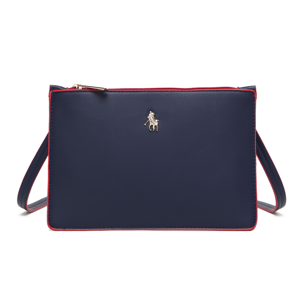 Bolsa Crossbody Dama Hpc Polo Lisa color Azul Marino con Contorno Rojo