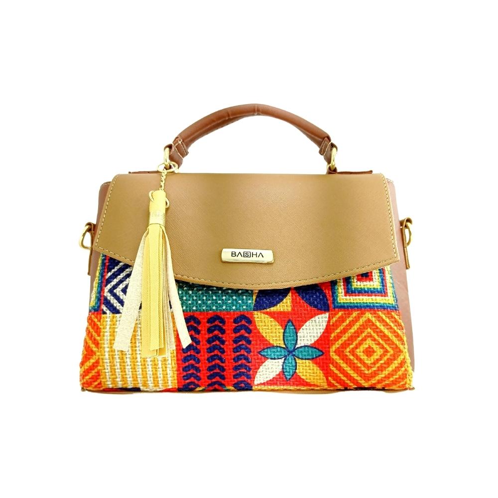 Foto 1 | Bolsa Artesanal Basha de Cuero Vegano y Yute Natural color Marrón