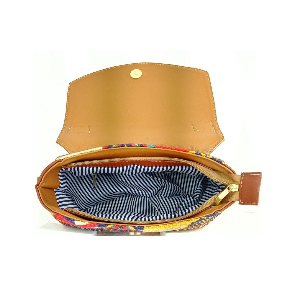 Foto 4 pulgar | Bolsa Artesanal Basha de Cuero Vegano y Yute Natural color Marrón