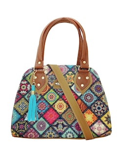 Foto 2 | Bolsa Artesanal de Cuero Vegano y Yute Natural Multicolor