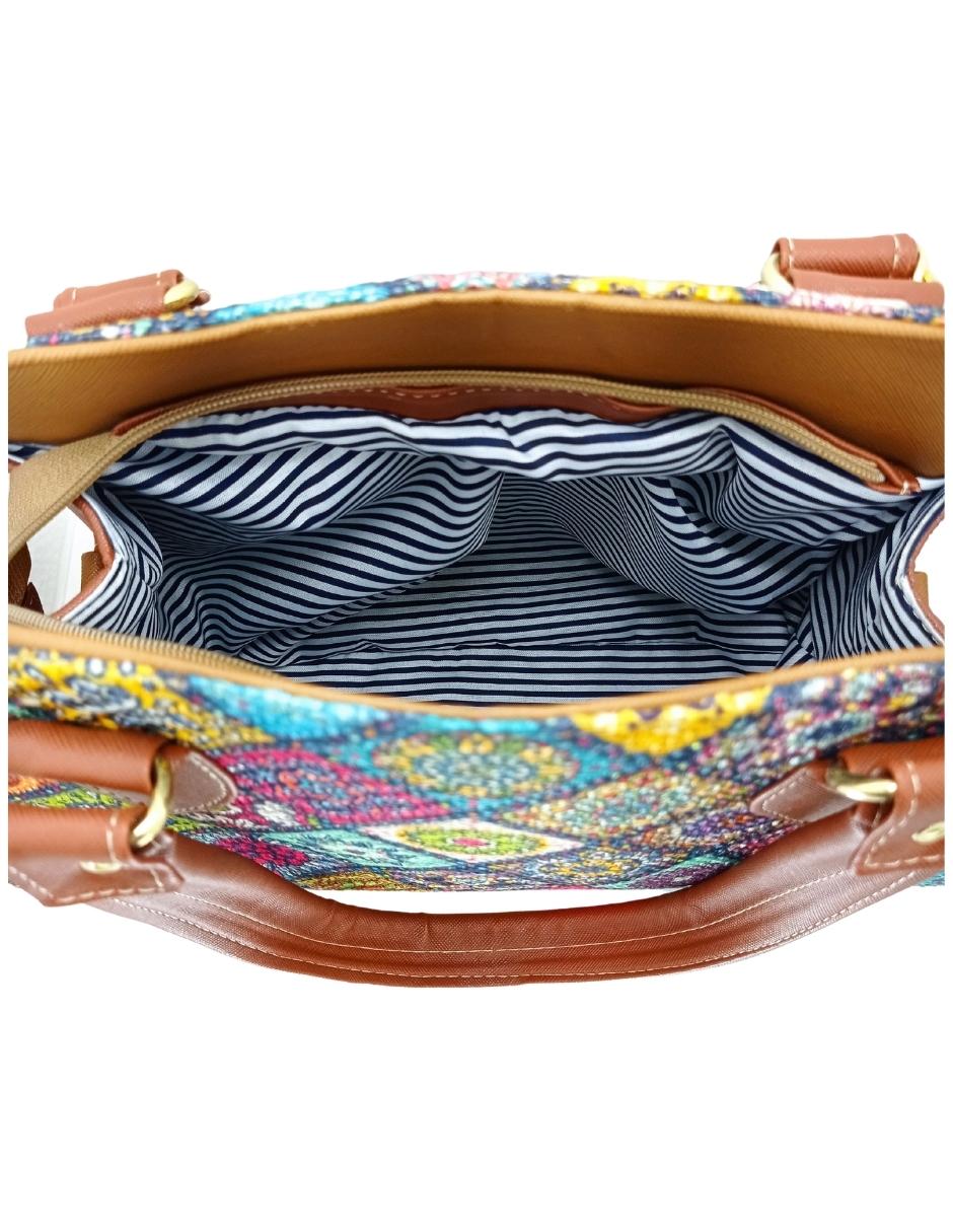 Foto 4 pulgar | Bolsa Artesanal de Cuero Vegano y Yute Natural Multicolor