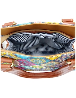 Foto 3 | Bolsa Artesanal de Cuero Vegano y Yute Natural Multicolor