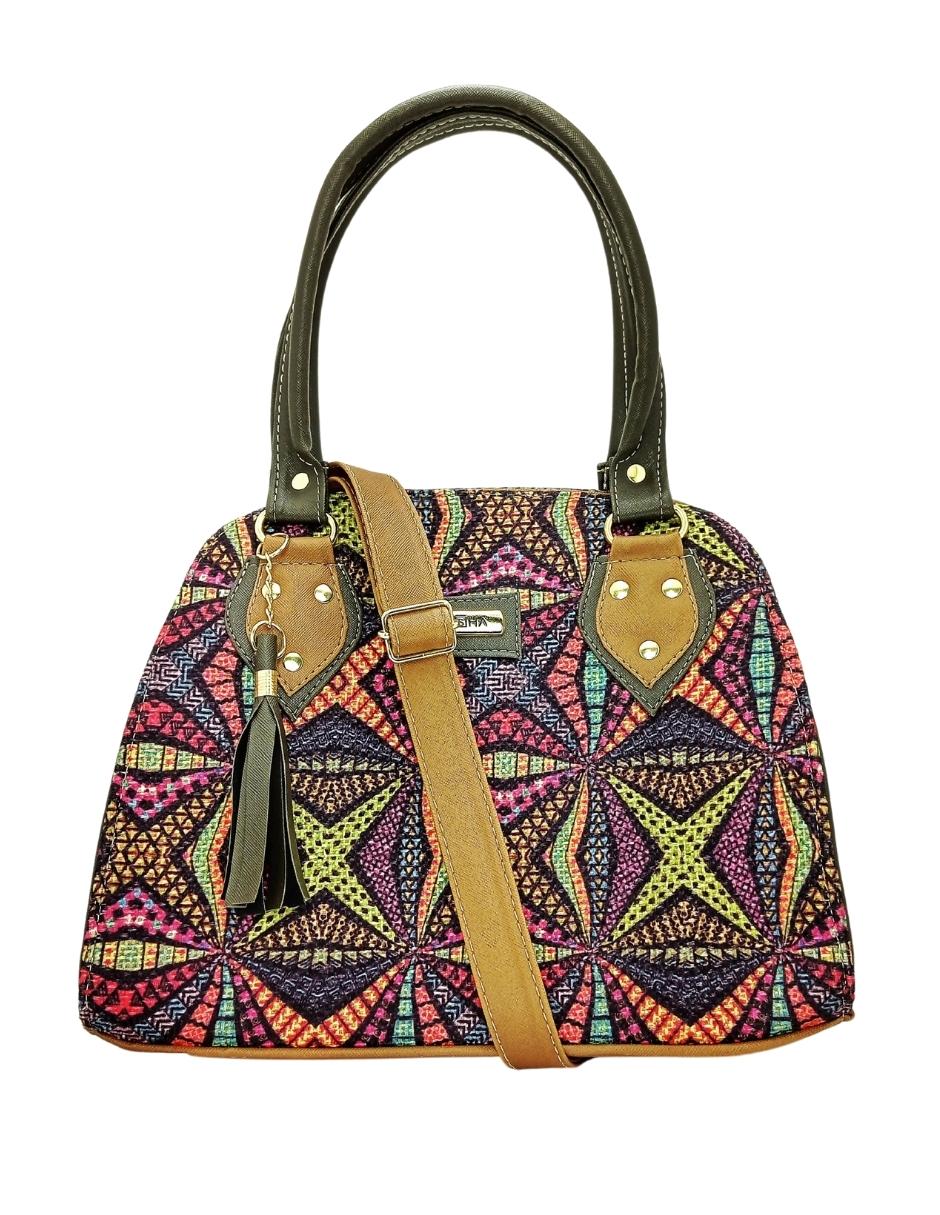 Foto 2 | Bolsa Artesanal de Cuero Vegano y Yute Natural Multicolor