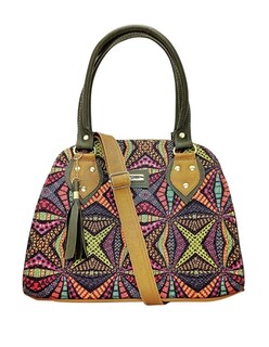 Foto 2 | Bolsa Artesanal de Cuero Vegano y Yute Natural Multicolor