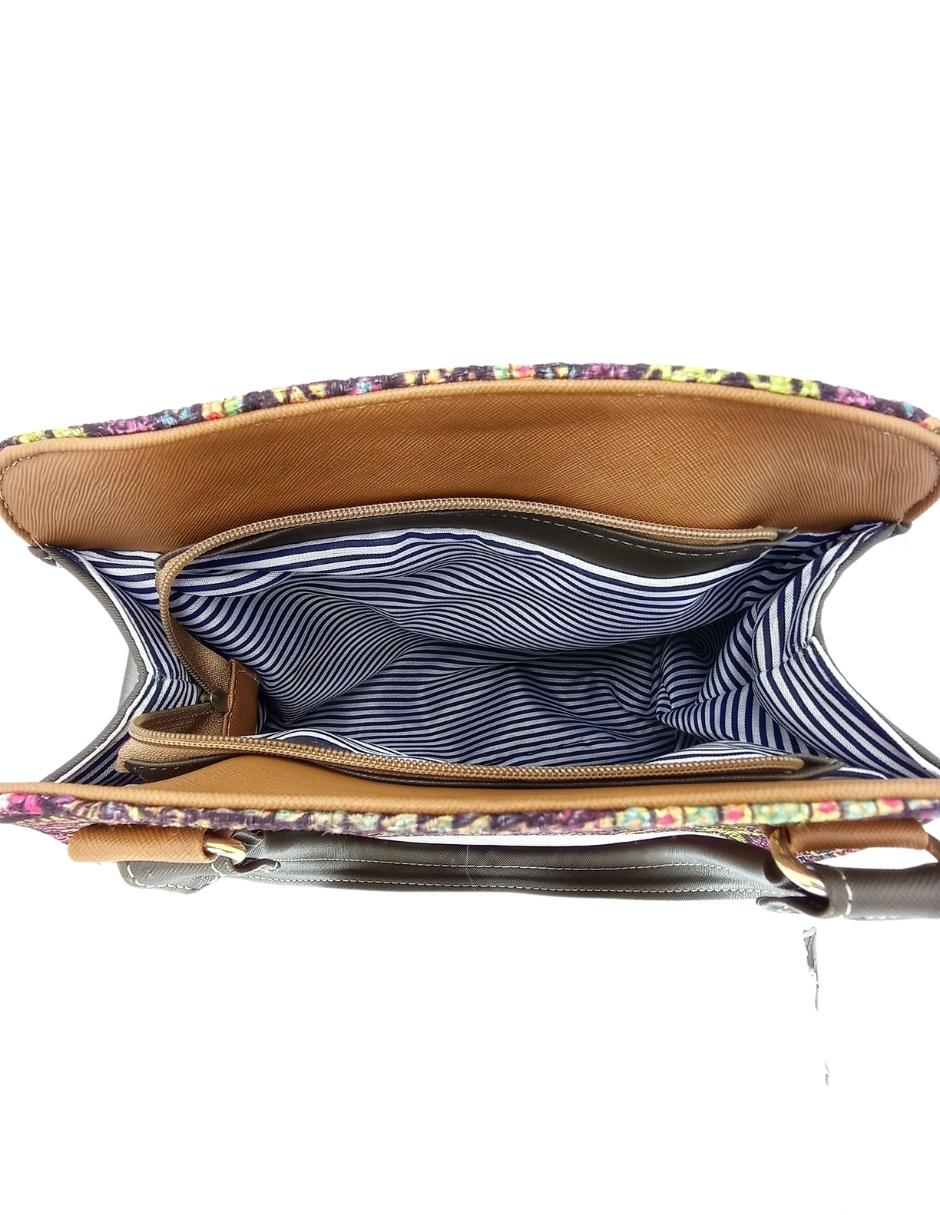 Foto 4 pulgar | Bolsa Artesanal de Cuero Vegano y Yute Natural Multicolor