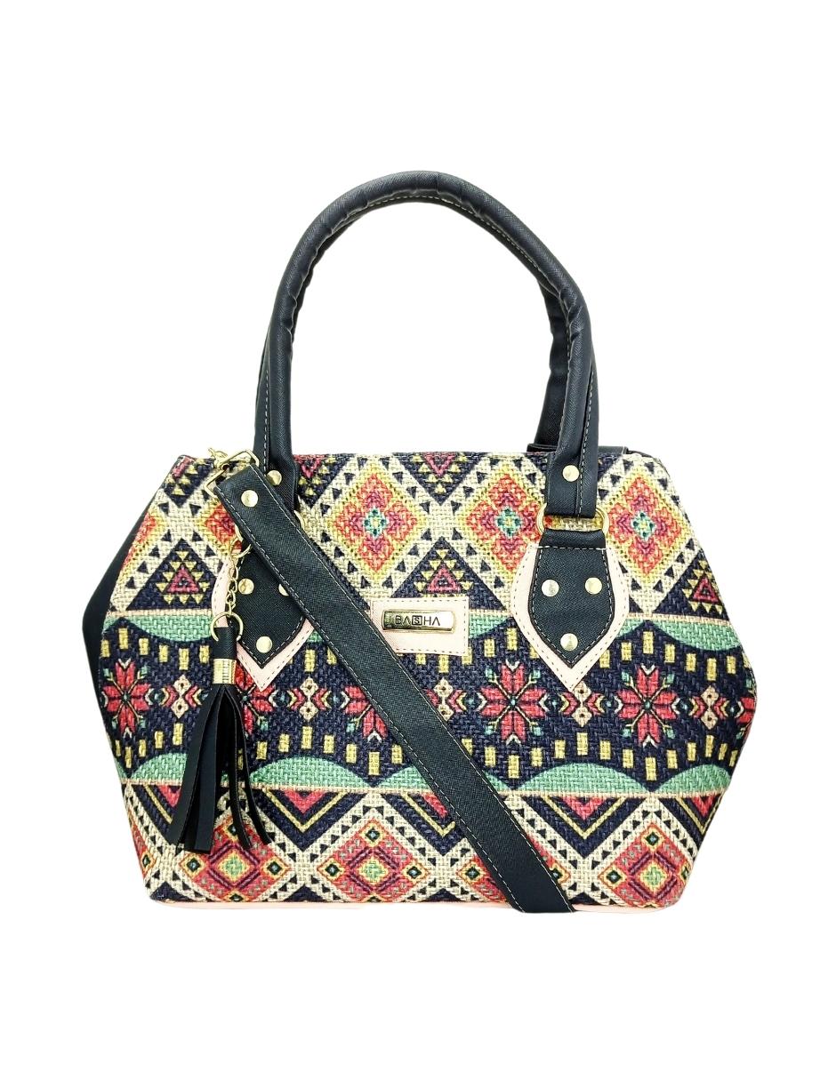 Foto 3 pulgar | Bolsa Artesanal de Cuero Vegano y Yute Natural color negro para Dama