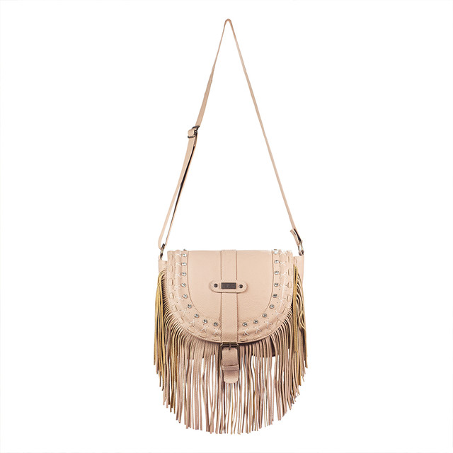 Bolso Crossbody Barbara A Ángelozano Maquillaje De Piel Con Flecos Y Estoperoles